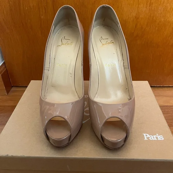 Christian Louboutin Beige Peep Toe Stilettos - Picture 4 of 4